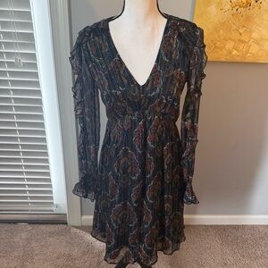 Chic gold / navy tone Multicolor Long Sleeve Dress